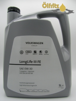 Original VW High Performance LongLife III (VW 504.00 / VW 507.00) FE 0W-30 Motoröl 5l